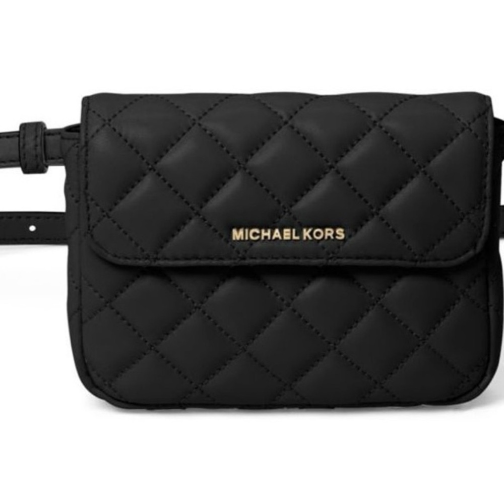 Michael Kors Sloan Black Quilted Leather Belt Bag
